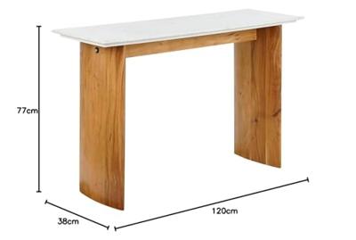 Wandtafel Home ESPRIT Wit Bruin Marmer Mangohout 120 x 38 x 77 cm