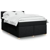 Boxspring met matras stof zwart 140x190 cm - thumbnail