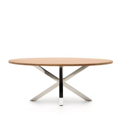 Kave Home Ovale Eettafel 'Argo' Acaciahout, 200 x 100cm, kleur Zilver