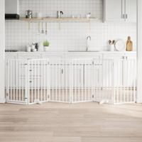 Hondenhek inklapbaar met deur 6 panelen 300 cm populierhout wit - thumbnail