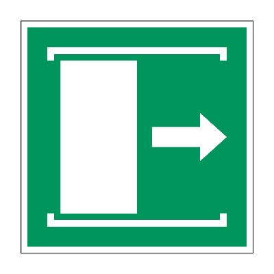 Deur naar rechts schuiven om te openen - 100 x 100 mm - Kunststof bord
