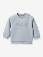 Sweater met letters in Liberty® stof baby - Biologisch katoen CYRILLUS lichtblauw - thumbnail