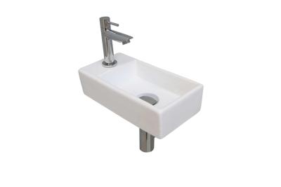 Fonteinset INK Versus 36x18x9cm Porselein Glans Wit Met Kraangat Links Chroom Fonteinset INK Versus 36x18x9cm Porselein Glans Wit Met Kraangat Links Chroom