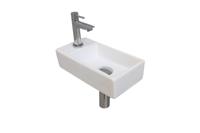 Fonteinset INK Versus 36x18x9cm Porselein Glans Wit Met Kraangat Links Chroom - thumbnail