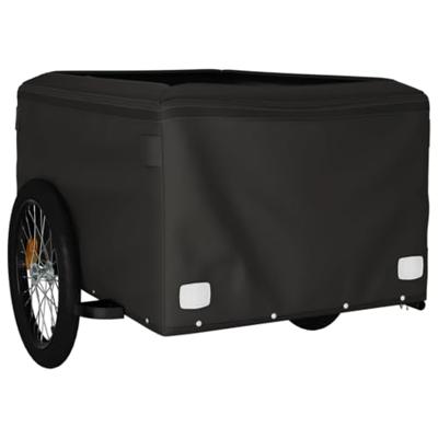 VidaXL Fietstrailer 45 kg ijzer zwart en groen - thumbnail