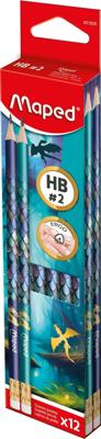 Grafietpotlood maped dragon hb met gum 12 stuks