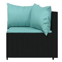 4-delige Loungeset met kussens poly rattan zwart - thumbnail