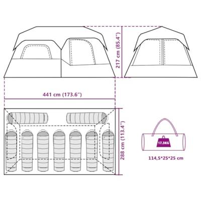 Tent met LED 441x288x217 cm lichtblauw
