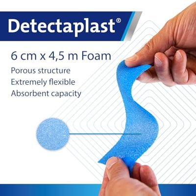 Detectaplast zelfklevend schuimverband, ft 6 cm x 4,5 m, op rol