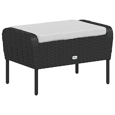 Tuinstoel met voetenbank poly rattan zwart Tuinstoel met voetenbank poly rattan zwart