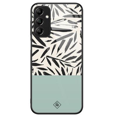 Samsung Galaxy A14 glazen hardcase - Abstract mint palms