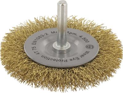 Rotec Stiftborstel sch.6mm Ø75x0,30 mm x 10 mm gegolfd messingdr. - 7980330 Rotec Stiftborstel sch.6mm Ø75x0,30 mm x 10 mm gegolfd messingdr. - 7980330