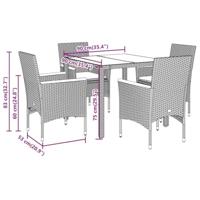 5-delige Tuinset met kussens poly rattan en acaciahout grijs - thumbnail