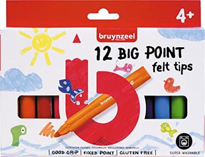 Viltstift bruynzeel kids big point set 12 kleuren | 10 stuks