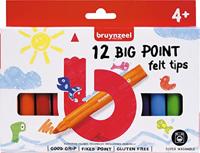Viltstift bruynzeel kids big point set 12 kleuren | 10 stuks - thumbnail