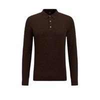 WE Fashion Fundamentals fijngebreide slim fit polo bruin - thumbnail