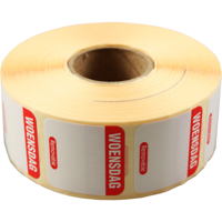 Label | Daglabel wo | papier | beschrijfbaar | 25x25mm | rood | rol à 1000 stuks - thumbnail