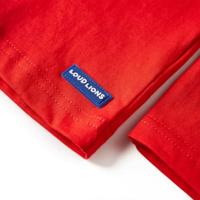 Kindershirt met lange mouwen fietsprint 128 rood - thumbnail