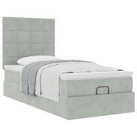 Ottoman bed met matrassen 90x190cm fluweel lichtgrijs - thumbnail