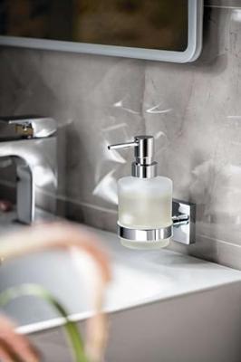 Zeepdispenser Sapho X-Square Hangend 200 ML Chroom / Melkglas