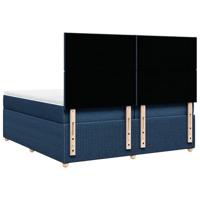 Boxspring met matras stof blauw 200x200 cm - thumbnail