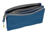 Pennenetui met 3 vakken Munich Street Blauw Grijs 22 x 12 x 3 cm - thumbnail