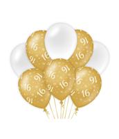 Ballonnen 16 Jaar Goud/Wit (8st) - thumbnail