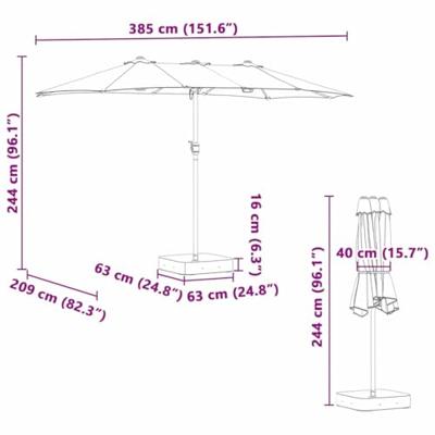 Tuinparasol Taupe 385 x 209 x 244 cm Stof Tuinparasol Taupe 385 x 209 x 244 cm Stof