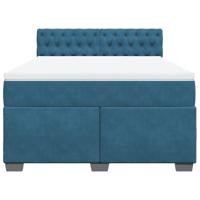 Boxspring met matras fluweel donkerblauw 140x200 cm - thumbnail