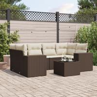 7-delige Loungeset met kussens poly rattan bruin - thumbnail