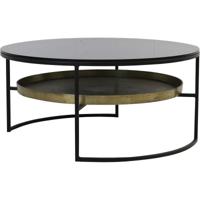 Sohome Ronde Salontafel 'Alejandro' 88cm, zwart glas met antiek brons - thumbnail