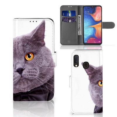 Samsung Galaxy A20e | Telefoonhoesje | Met pasjeshouder | Kat