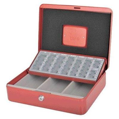 Geldkist Pavo met muntsorteerbak 300x240x90mm rood