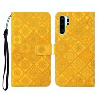 Voor Huawei P30 Pro Ethnic Style Embossed Pattern Horizontal Flip Leather Case met Holder & Card Slots & Wallet & Lanyard(Geel) - thumbnail