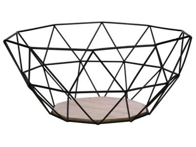 Gusta Fruitmand - Metaal - Hout - 26x25x12 cm