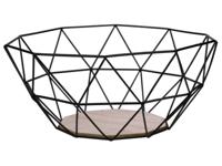 Gusta Fruitmand - Metaal - Hout - 26x25x12 cm - thumbnail