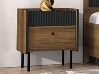 Nachtkastje PRESTIGIA 2 lades zwart/warmia noten - thumbnail