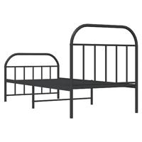 Bedframe met hoofd- en voeteneinde metaal zwart 80x200 cm - thumbnail