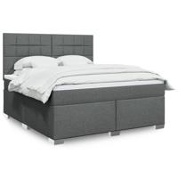 Boxspring met matras stof donkergrijs 180x200 cm - thumbnail