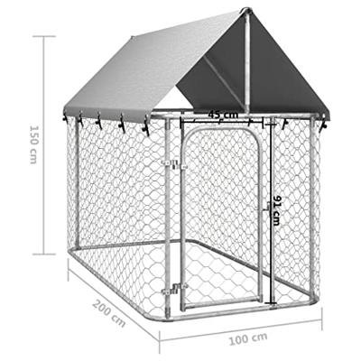 VidaXL Hondenkennel voor buiten met dak 200x100x150 cm