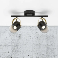 Plafondlamp zwart messing &apos;Lotus&apos; Nordlux Spot 2xE14 zwart/Messing 370mm - thumbnail