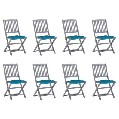 Tuinstoelen 8 st inklapbaar met kussens massief acaciahout