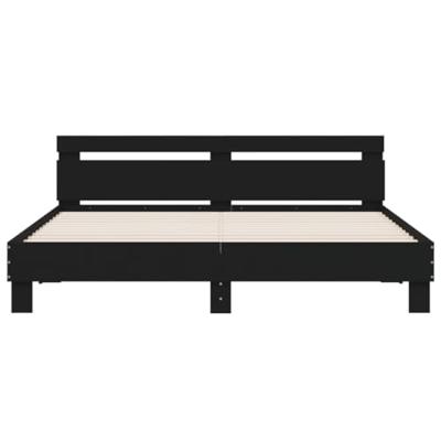 Bedframe met hoofdeinde bewerkt hout zwart 200x200 cm