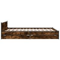 Bedframe met lades bewerkt hout gerookt eikenkleurig 135x190 cm - thumbnail