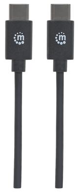 Manhattan 354875 USB 2.0 type C-kabel type C-stekker naar type C-stekker 480 Mbit/s, 2m zwart