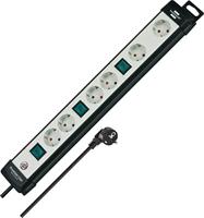 Brennenstuhl Premium-Line Techniek stekkerdoos 6-voudig zwart/lichtgrijs 3m H05VV-F 3G1,5 2-voudig schakelbare speciaal geordend voor adapterstekkers - thumbnail