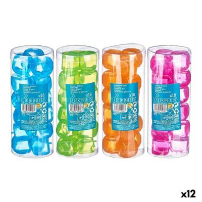 Herbruikbare koelblokjes Leknes TK22008 Blauw Groen Oranje Roze Polyethyleen Gedistilleerd water 6,5 x 16 x 6,5 cm 18 Onderdelen