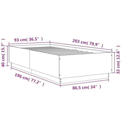 Bedframe bewerkt hout grijs sonoma eikenkleurig 90x200 cm