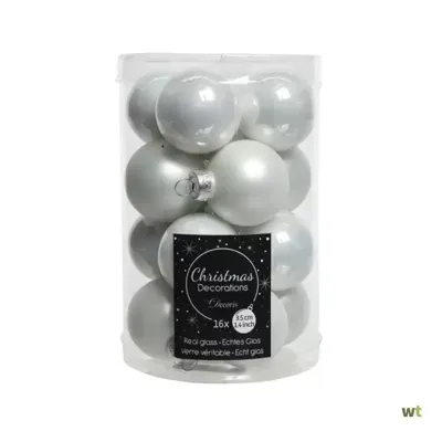 Decoris kerstballen set glas 16st winterwit 3,5cm