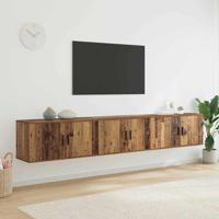 Wandtv-kast Set 3 pcs Oud Hout 80 x 34,5 x 40 cm Bewerkt hout - thumbnail